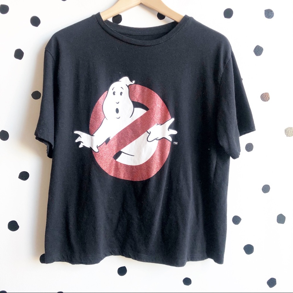 Ghostbusters Glitter Logo T-Shirt • Black • Youth 10